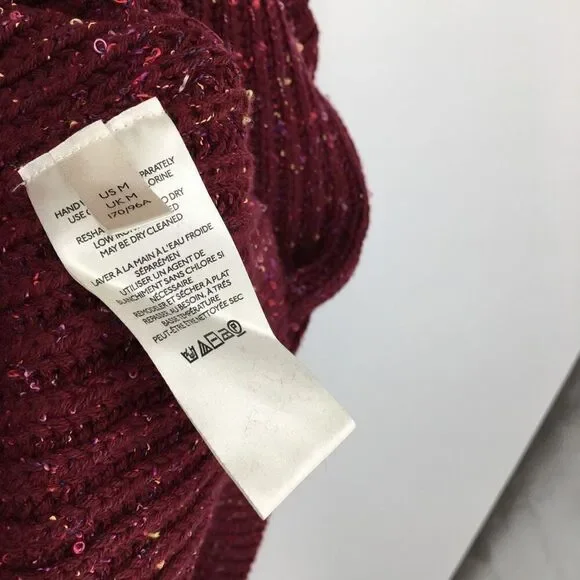 Free People Leo Tunic Sweater Womens Medium Wine Rib Cowl Neck Oversized NWT - Picture 6 of 11